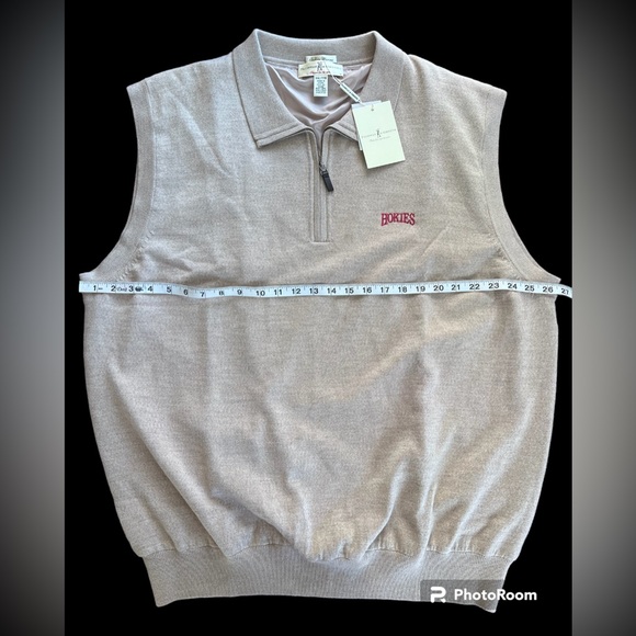 Fairway & Greene Virginia Tech Hokies Men's Merino Wool 1/4 Zip Sleeveless Vest - Picture 2 of 9